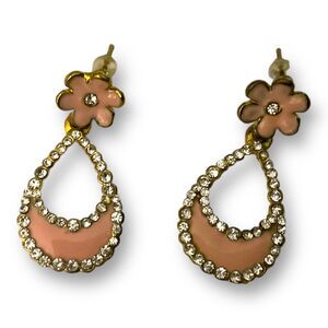 14kt GP Crystal Pink Mini Tear Hoops